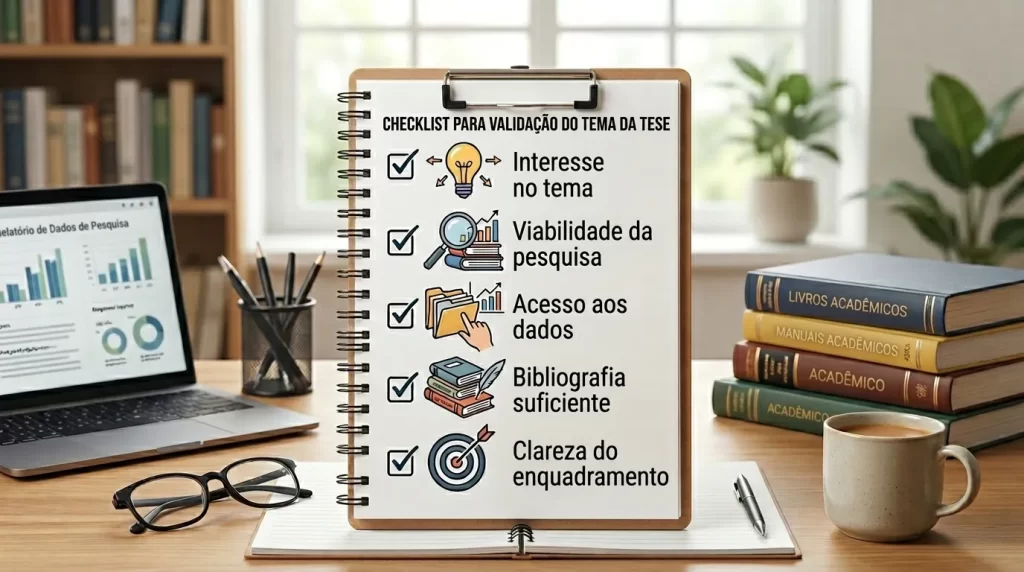 Checklist visual para validar um tema de TCC em Administração