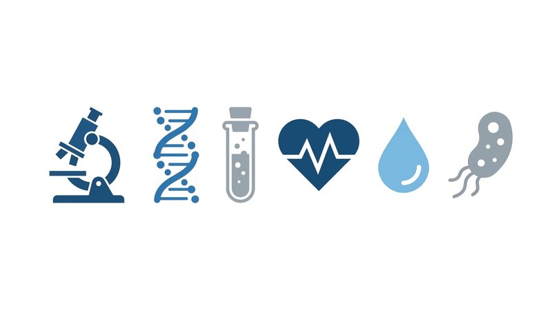 Tabela comparativa mostrando diferentes áreas da biomedicina, exemplos de temas e nível de complexidade metodológica