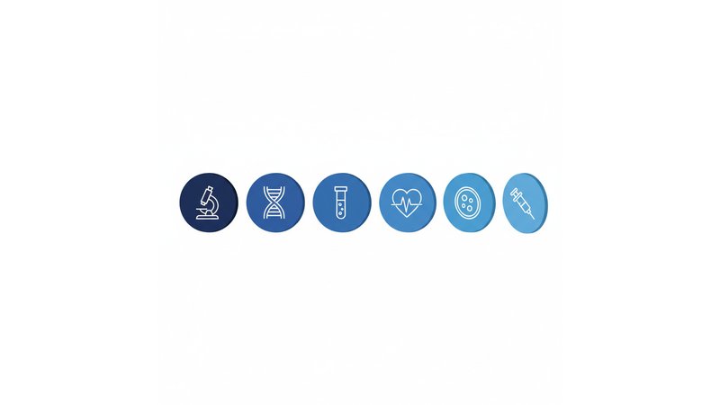Colagem representando áreas de atuação da biomedicina: análises clínicas (microscópio), estética (tratamento facial), imagenologia (equipamento radiológico)