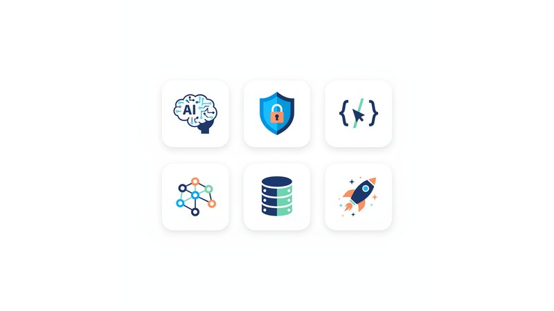 Ilustração de conceitos de cibersegurança com elementos como cadeado digital, firewall, escudo protetor e código binário em tons de azul e verde