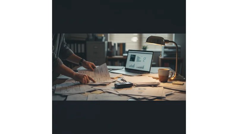 Jornalista em trabalho de apuração, com gravador, caderno de anotações e documentos, ambiente de reportagem investigativa