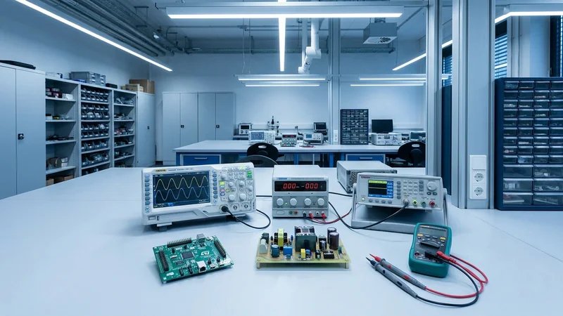 Placa de desenvolvimento com conversor DC-DC, Arduino e osciloscópio mostrando formas de onda PWM