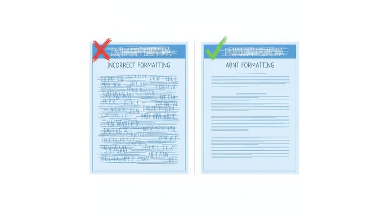 Checklist visual em formato de tabela ou lista com checkboxes, organizado por categorias (Estrutura, Formatação, Citações e Referências, Conteúdo). 20 itens verificáveis. Cores: verde para itens completos, vermelho para itens pendentes.