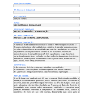 Projeto de Extensão I - Administração (Bacharelado)