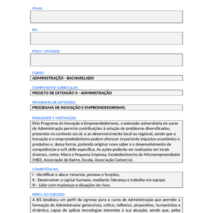 Projeto de Extensão II - Administração (Bacharelado)