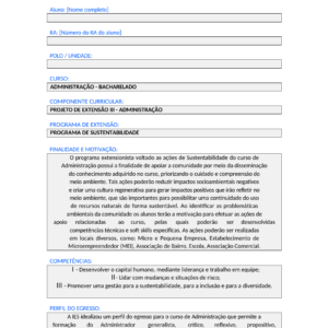 Projeto de Extensão III - Administração (Bacharelado)