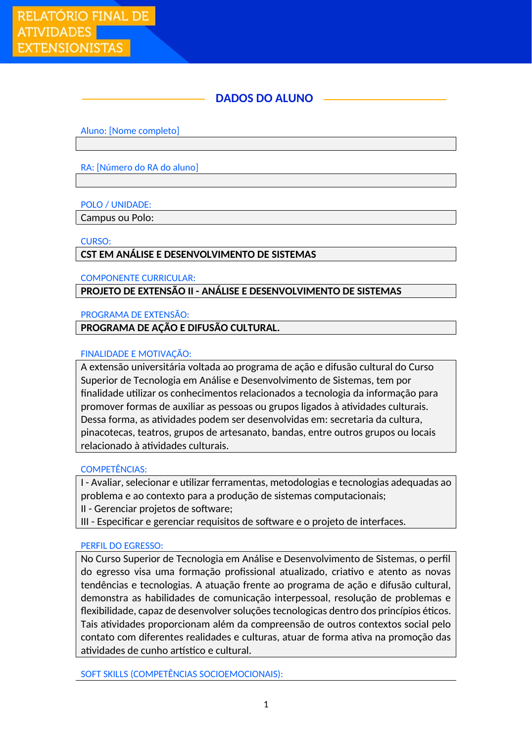 Projeto de Extensão II - Análise e Desenvolvimento de Sistemas (Tecnólogo)
