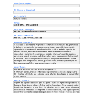 Projeto de Extensão II - Agronomia (Bacharelado)