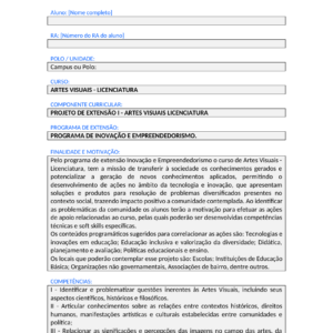 Projeto de Extensão I - Artes Visuais (Licenciatura)