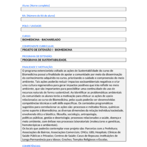 Projeto de Extensão I - Biomedicina (Bacharelado)