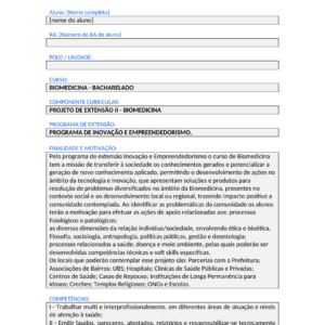 Projeto de Extensão II - Biomedicina (Bacharelado)