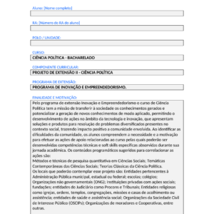 Projeto de Extensão II - Ciência Política (Bacharelado)