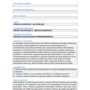 Projeto de Extensão II - Ciências Econômicas (Bacharelado)