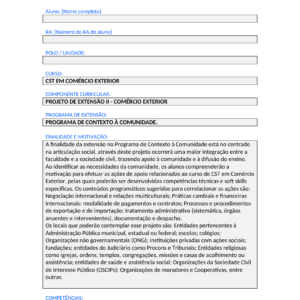 Projeto de Extensão II - Comércio Exterior (Tecnólogo)