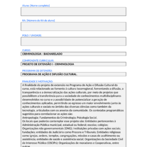 Projeto de Extensão I - Criminologia (Bacharelado)