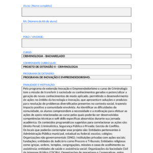 Projeto de Extensão II - Criminologia (Bacharelado)