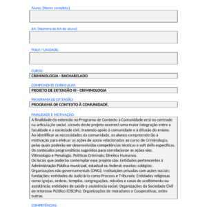 Projeto de Extensão III - Criminologia (Bacharelado)