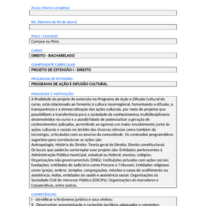 Projeto de Extensão I - Direito (Bacharelado)