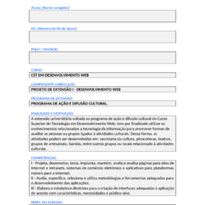Projeto de Extensao I - Desenvolvimento Web (Tecnologo)