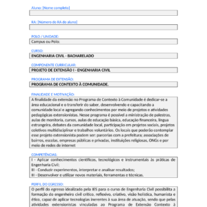 Projeto de Extensão I - Engenharia Civil (Bacharelado)