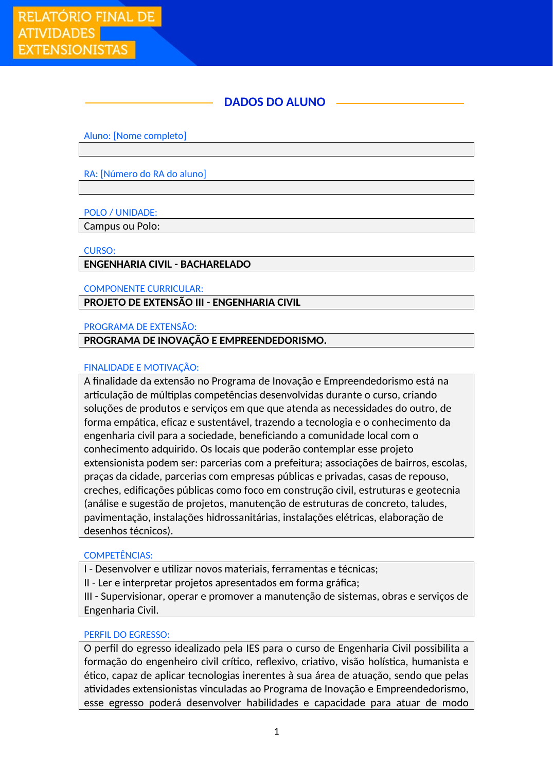 Projeto de Extensão III - Engenharia Civil (Bacharelado)