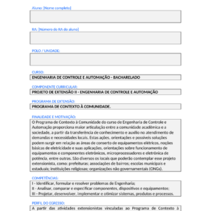 Projeto de Extensao II - Engenharia de Controle e Automacao (Bacharelado)