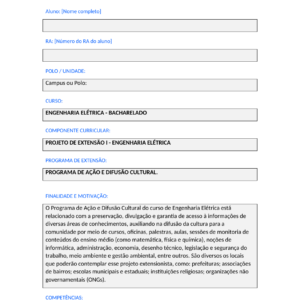 Projeto de Extensão I - Engenharia Elétrica (Bacharelado)