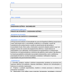 Projeto de Extensão II - Engenharia Elétrica (Bacharelado)