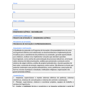 Projeto de Extensão IV - Engenharia Elétrica (Bacharelado)