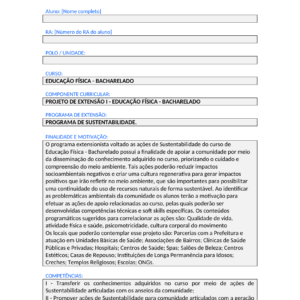 Projeto de Extensão I - Educação Física (Bacharelado)