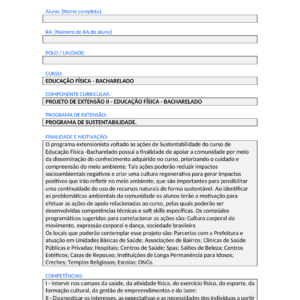Projeto de Extensão II - Educação Física (Bacharelado)