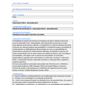 Projeto de Extensão III - Educação Física (Bacharelado)