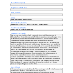 Projeto de Extensão I - Educação Física (Licenciatura)