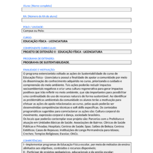 Projeto de Extensão II - Educação Física (Licenciatura)
