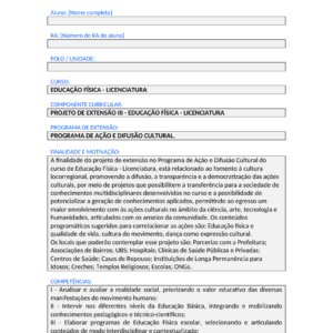 Projeto de Extensao III - Educacao Fisica (Licenciatura)
