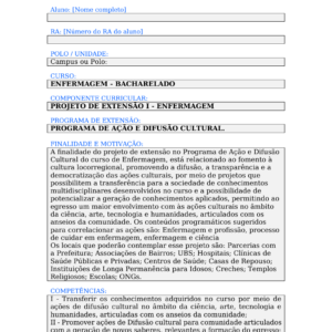 Projeto de Extensão I - Enfermagem (Bacharelado)