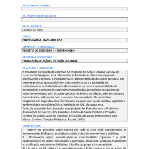 Projeto de Extensão II - Enfermagem (Bacharelado)
