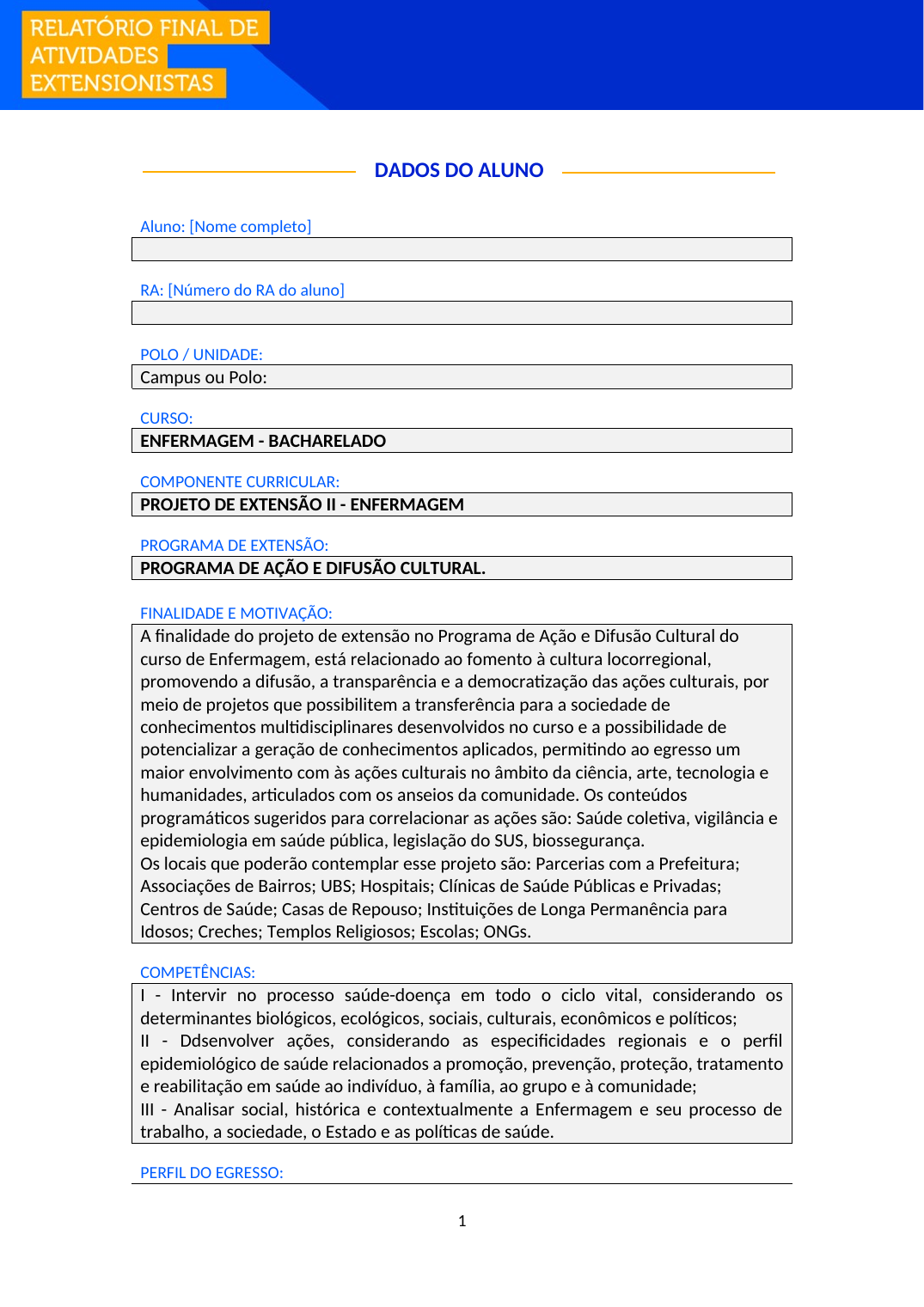 Projeto de Extensão II - Enfermagem (Bacharelado)