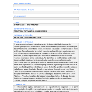 Projeto de Extensão III - Enfermagem (Bacharelado)