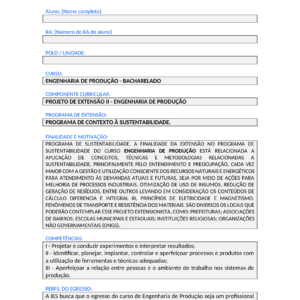 Projeto de Extensão II - Engenharia de Produção (Bacharelado)