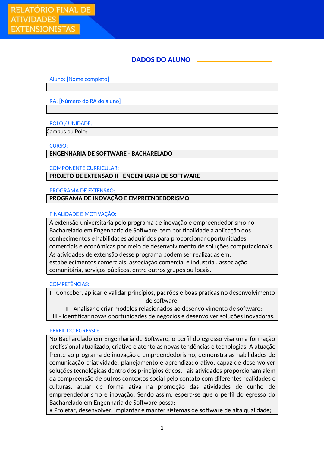 Projeto de Extensão II - Engenharia de Software (Bacharelado)