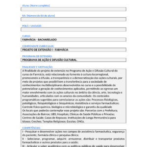 Projeto de Extensão I - Farmácia (Bacharelado)