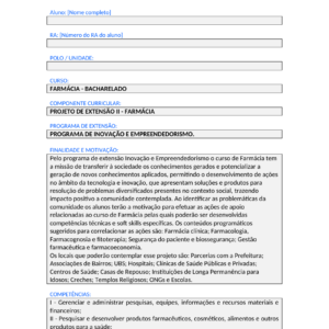 Projeto de Extensão II - Farmácia (Bacharelado)