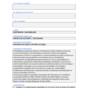 Projeto de Extensão I - Fisioterapia (Bacharelado)