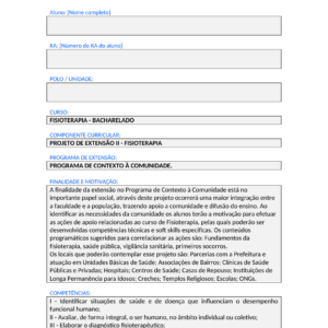 Projeto de Extensão II - Fisioterapia (Bacharelado)