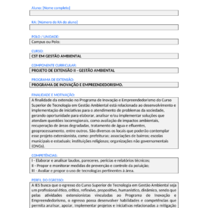 Projeto de Extensão II - Gestão Ambiental (Tecnólogo)