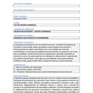Projeto de Extensão I - Gestão Comercial (Tecnólogo)