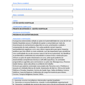 Projeto de Extensão II - Gestão Hospitalar (Tecnólogo)