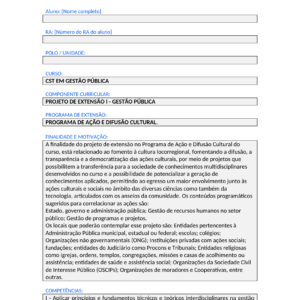 Projeto de Extensão I - Gestão Pública (Tecnólogo)