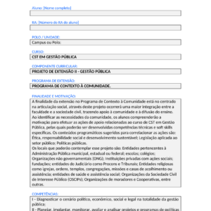 Projeto de Extensão II - Gestão Pública (Tecnólogo)